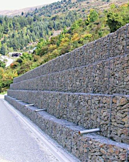 Gabion basket retaining wall